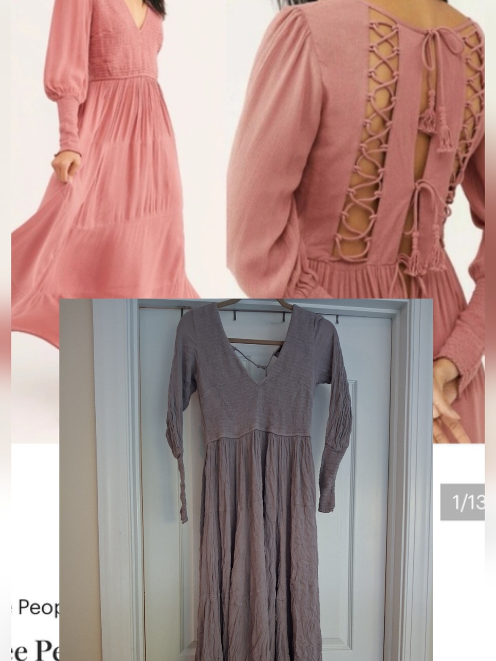READ Free People V-Neck Tiered Maxi Dress in Mauve READ ReAD/alteration